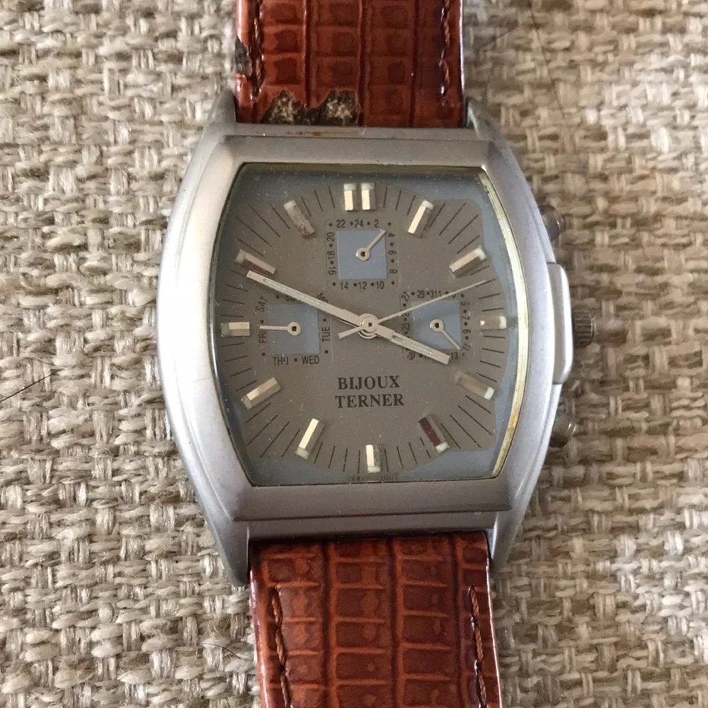 Bijoux Terner Tan/Grey Face Tachymetre Wrist Watch, Men’s